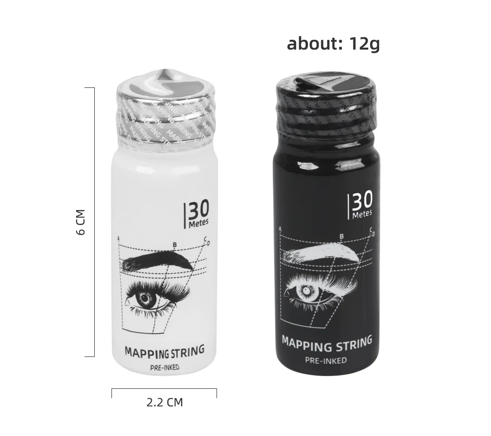 1 Stück 30m Schwarz/Weiß Microblading Mapping-Schnur, vorgefärbter Augenbrauen-Markierungsfaden, Tattoo-Brows vorgefärbte PMU-Mapping-Schnur – Detail 7