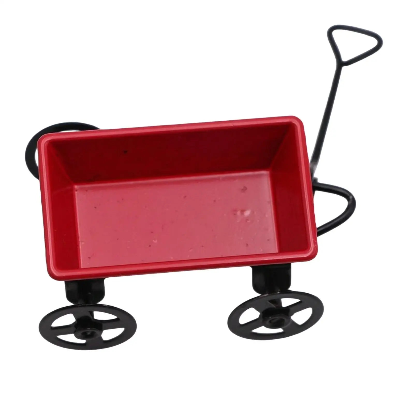 Deform-Resistant Miniature Garden Cart | Open-Top Tray Design, Spoked Wheel Construction, Dollhouse Garden Cart, for Photography