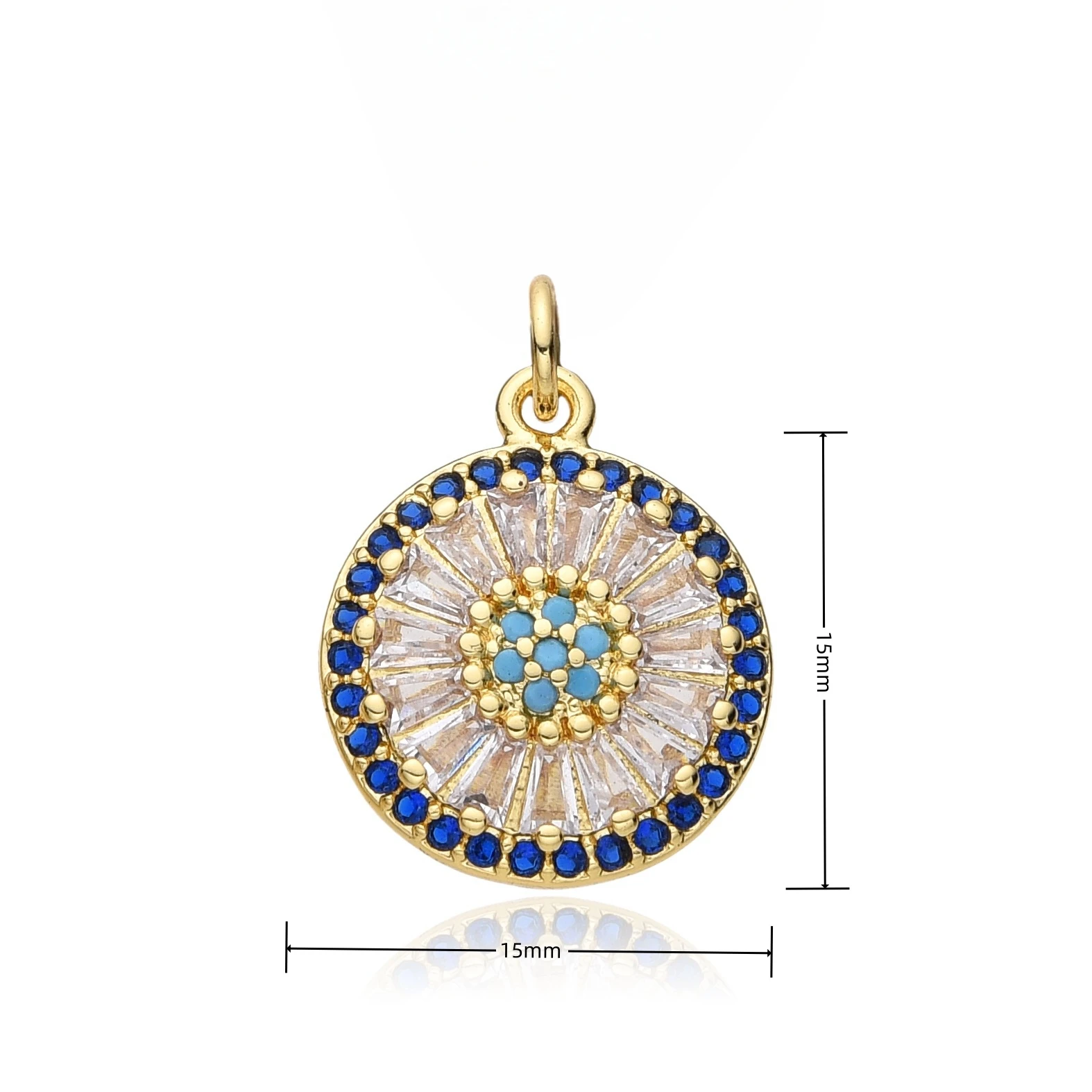 Gold Color Round Coin Charms Colorful Full Inlaid CZ Necklace for Women Choker Chain Pendant DIY Jewelry Accessories Wholesale