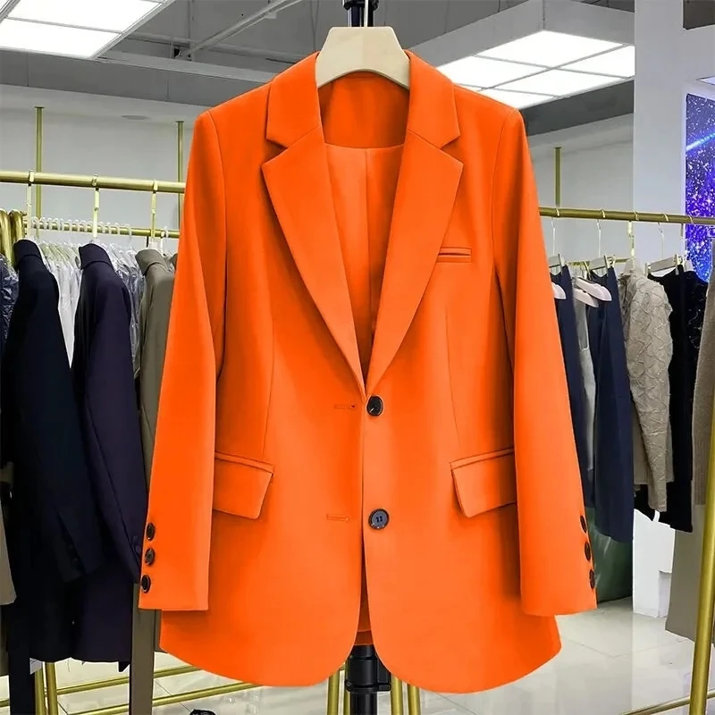 2025 neue Blazer Frauen Mantel Frühjahr Neue Büro Dame Blazer Frauen Vintage Casual Lose Koreanische Version Kleine Anzug Jacke 20 farben