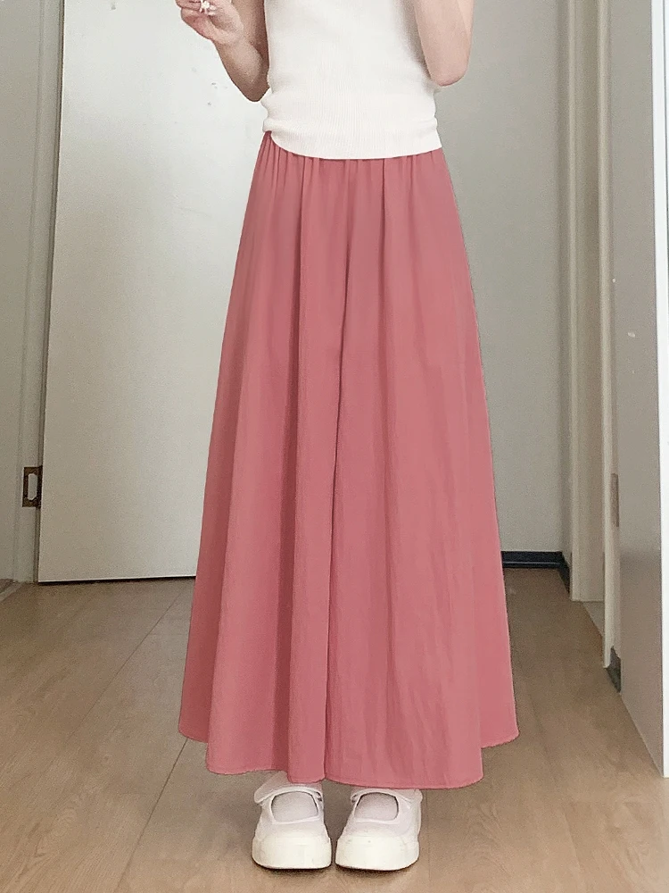 Ijs Zijde Sembach Wijde Pijpen Broek Vrouwen Zomer Dunne Hoge Taille Afslanken Drapey A-lijn Rok Losse Casual Kleine Maat Broek Rok