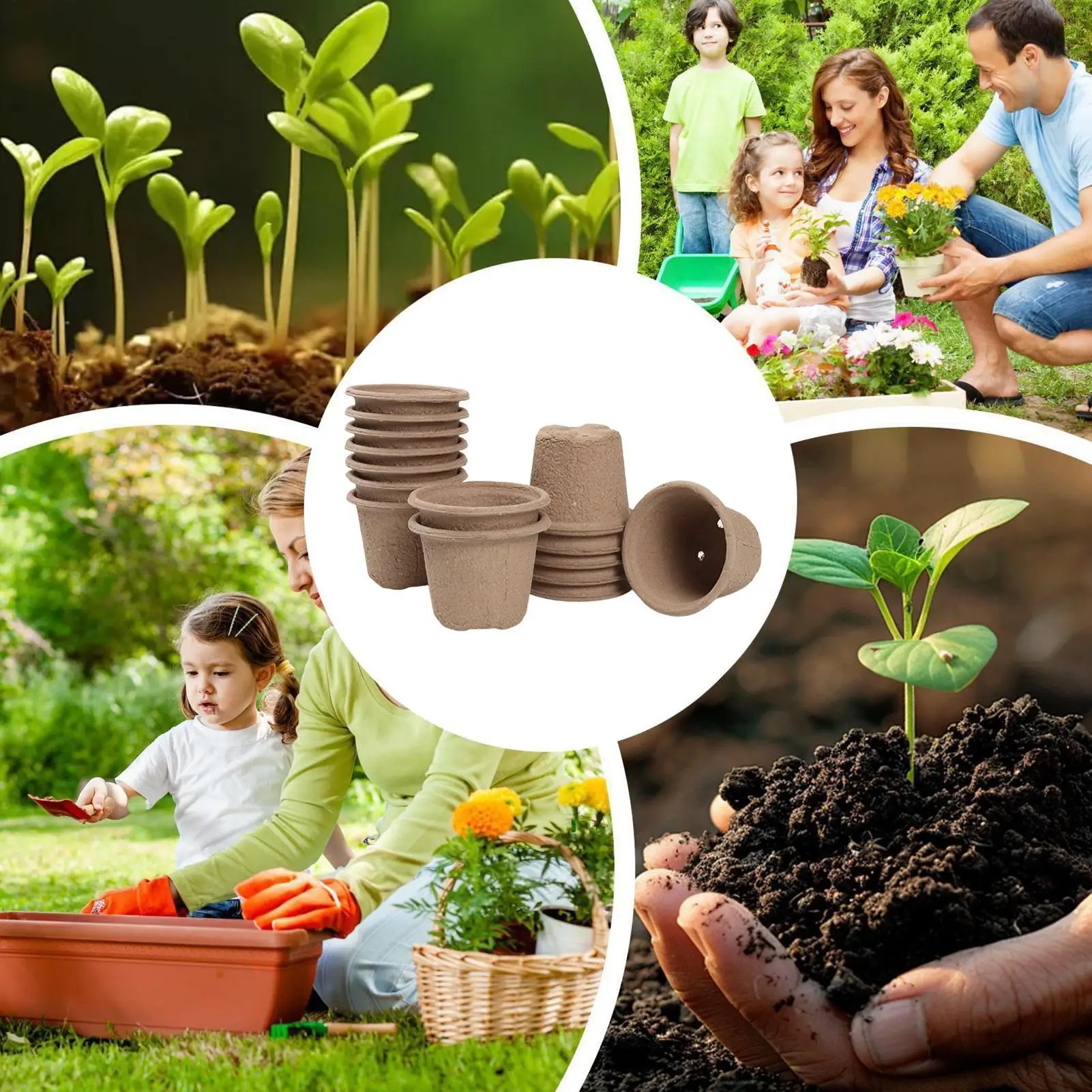 Paper Pulp Seedling Cups 50 Pieces Planter Nursery Pots Breathable Cups Planter Pots Planting Potting Transplanting Gardening