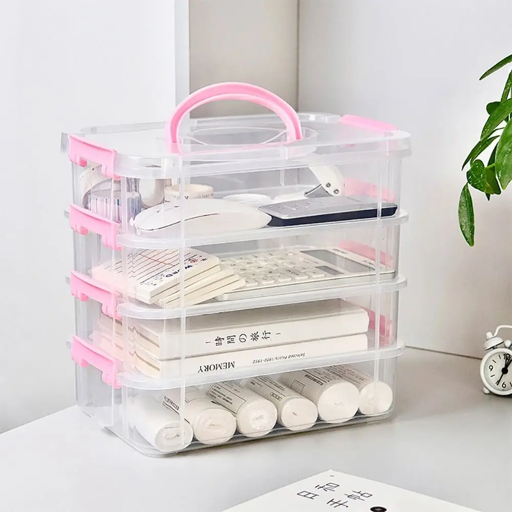 1 pz nuovo tavolo da cassetto organizer da scrivania trasparente 4 strati scatola per organizer per trucco contenitori per gioielli impilabili in plastica