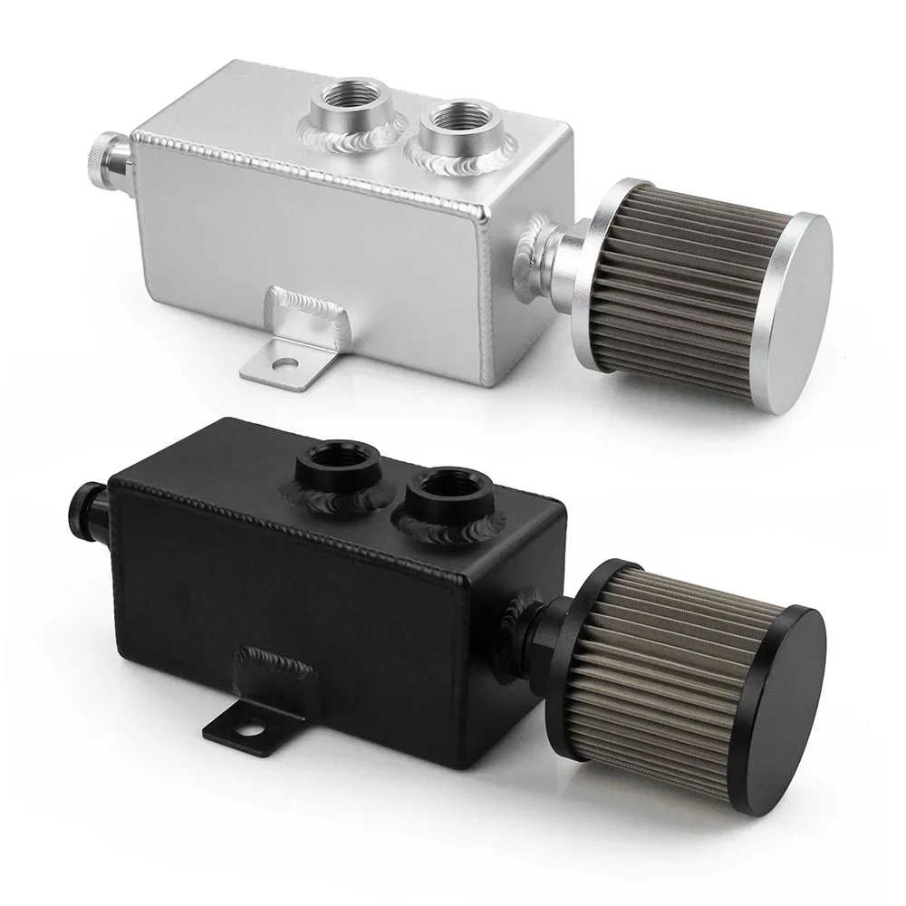 1L 2L 3L Universal Car Aluminum Oil Catch Can Tank Silver Black Fuel Tanks with Breather Filter Drain Tap 1LT 2LT 3LT Bfled