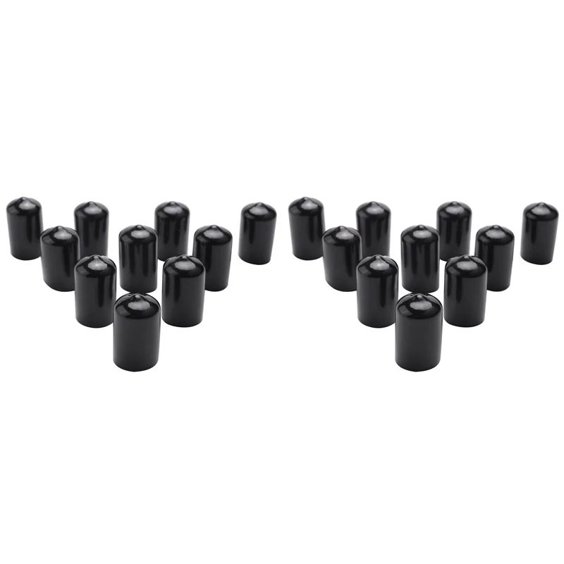 

A76K 20Pcs Rubber End Caps 16Mm ID PVC Round Tube Bolt Cap Cover Screw Thread Protectors Black