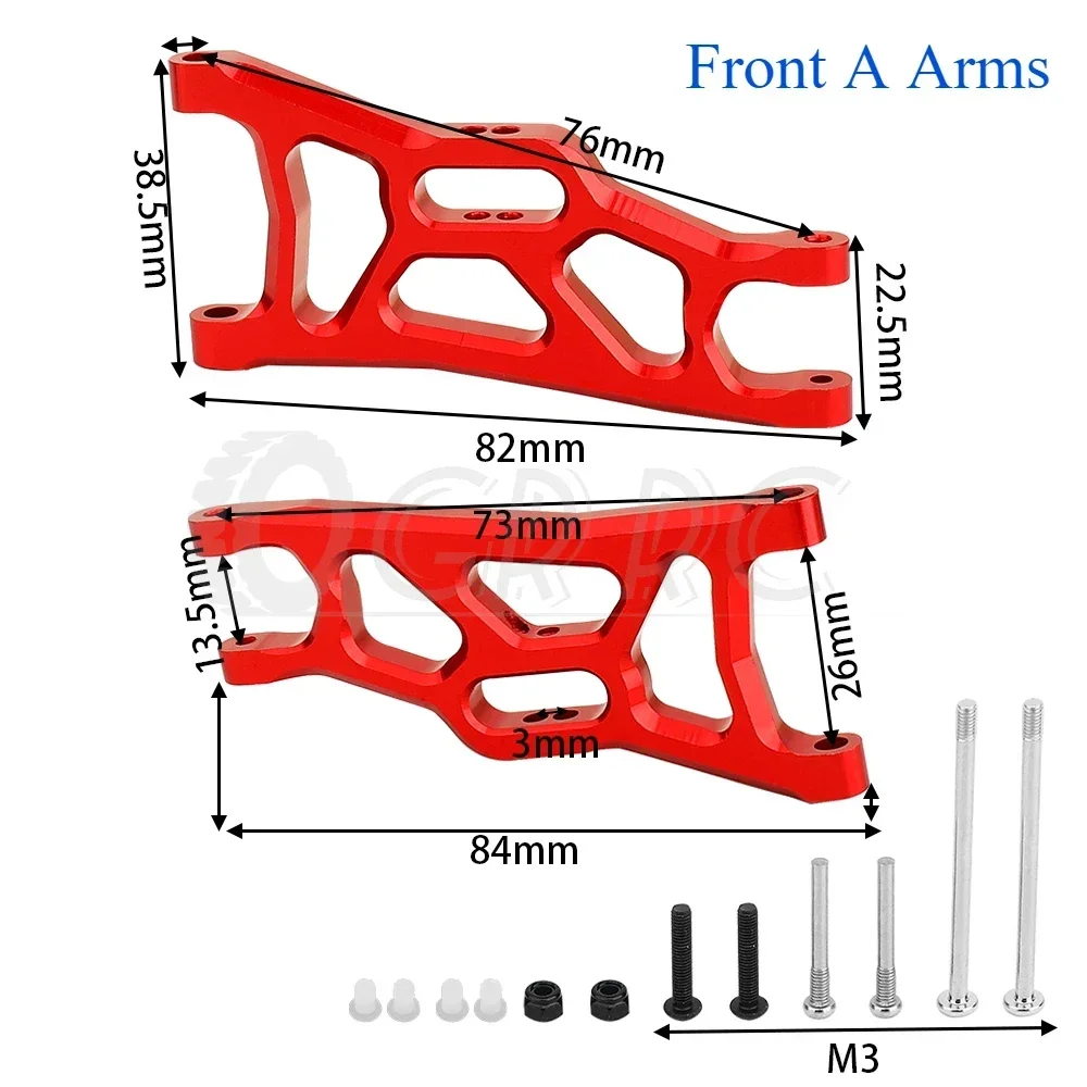 Aluminum Alloy Front Rear Lower Suspension A  Arms for 1/10 Traxxas Slash Rustler 4X4 2WD Short RC Course Metal Upgrade Parts