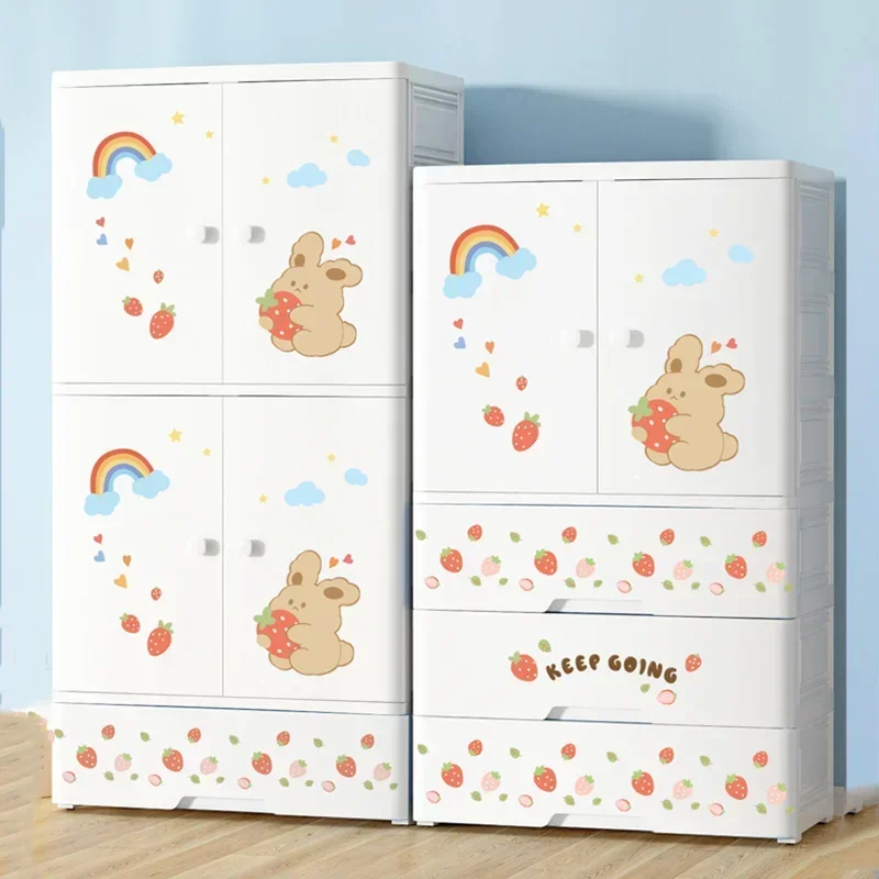 Armario para bebé, cómoda de plástico armable, armario, cartel de almacenamiento, Muebles de tela para dormitorio, gabinetes para sala de estar
