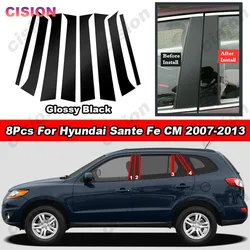Carbon Fiber Chrome Black Car Door Window Center Middle Column B C Pillars Post Mirror Effect Cover Trim For Hyundai Santa Fe CM