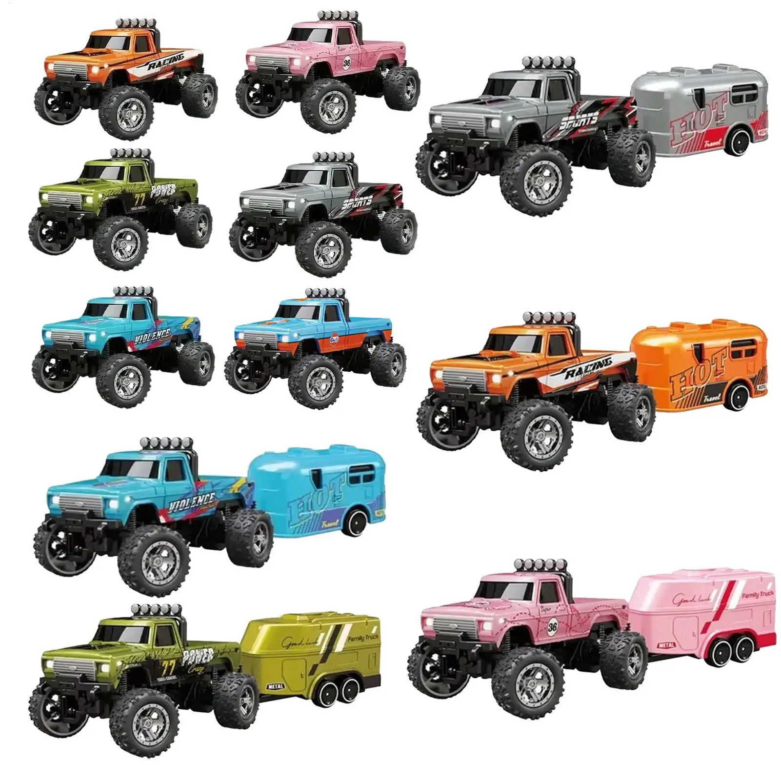 

Remote Control Car For Kids Small Off-Road Crawler Rechargeable Indoor Car Racer 2.4GHz Electric Car Toy With Lights 1:64 Scale
