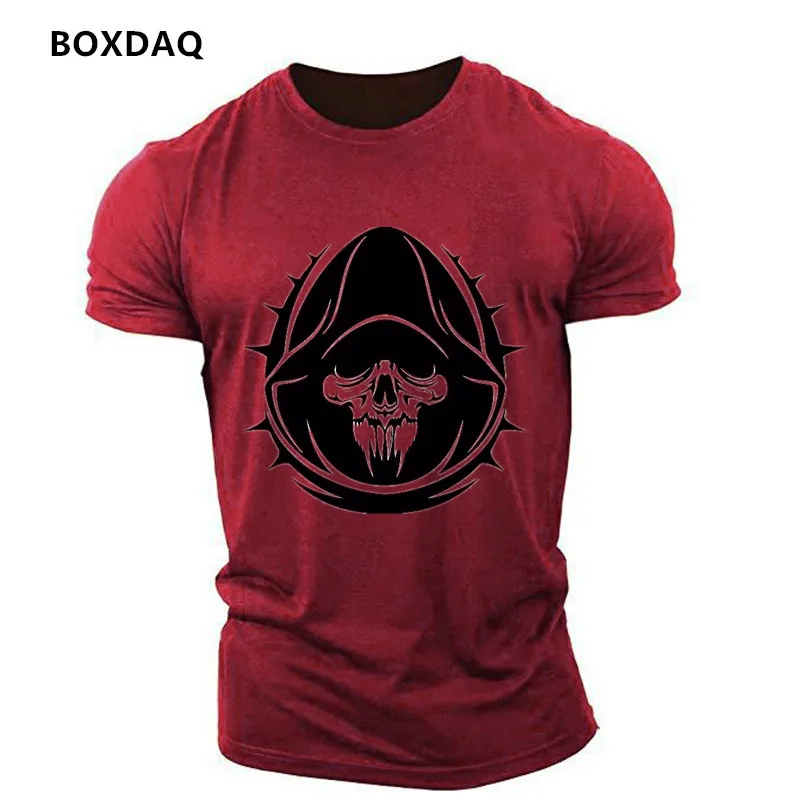 

Мужские футболки Evil Skulls в стиле ужасов с короткими рукавами и 3D-принтом, уличная трендовая футболка ужасов 6XL, повседневные топы больших размеров с круглым вырезом