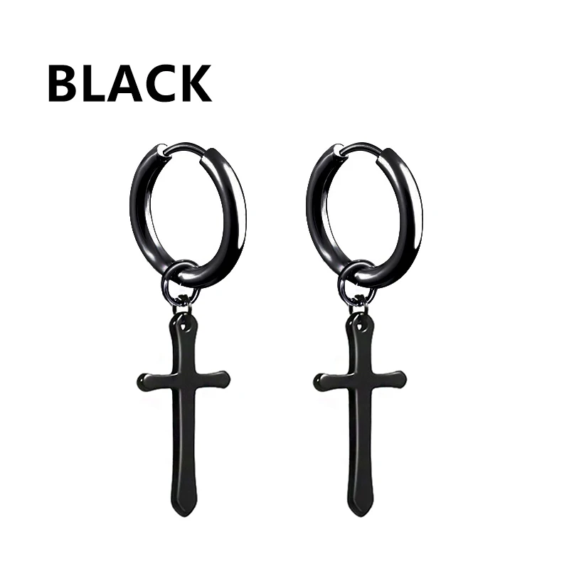 Black Punk Stainless Steel Hoop Earrings