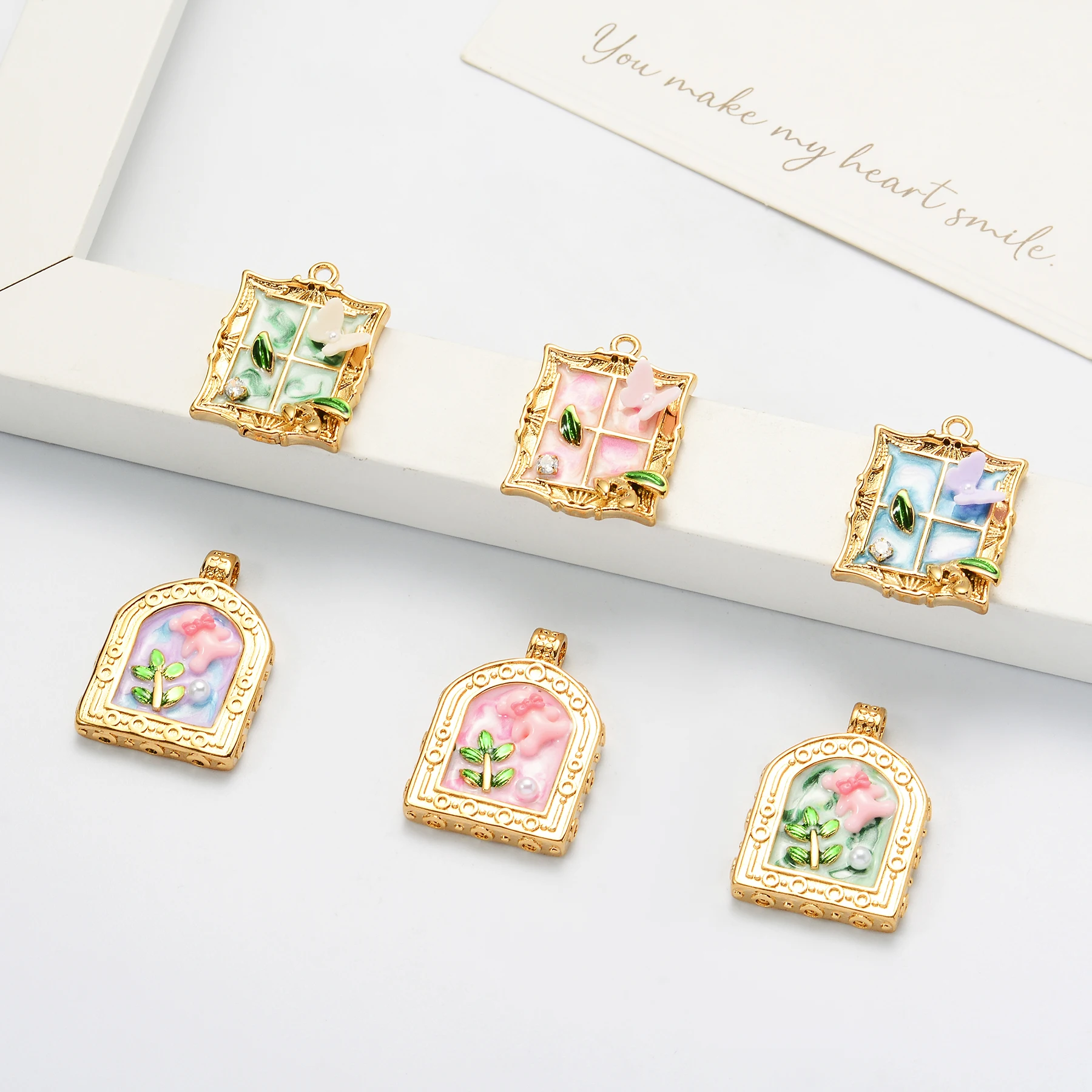 8Pcs Wholesale Vintage Flower Rose Enamel DIY Charms for Earring Necklace Jewelry Making Handmade Pendant