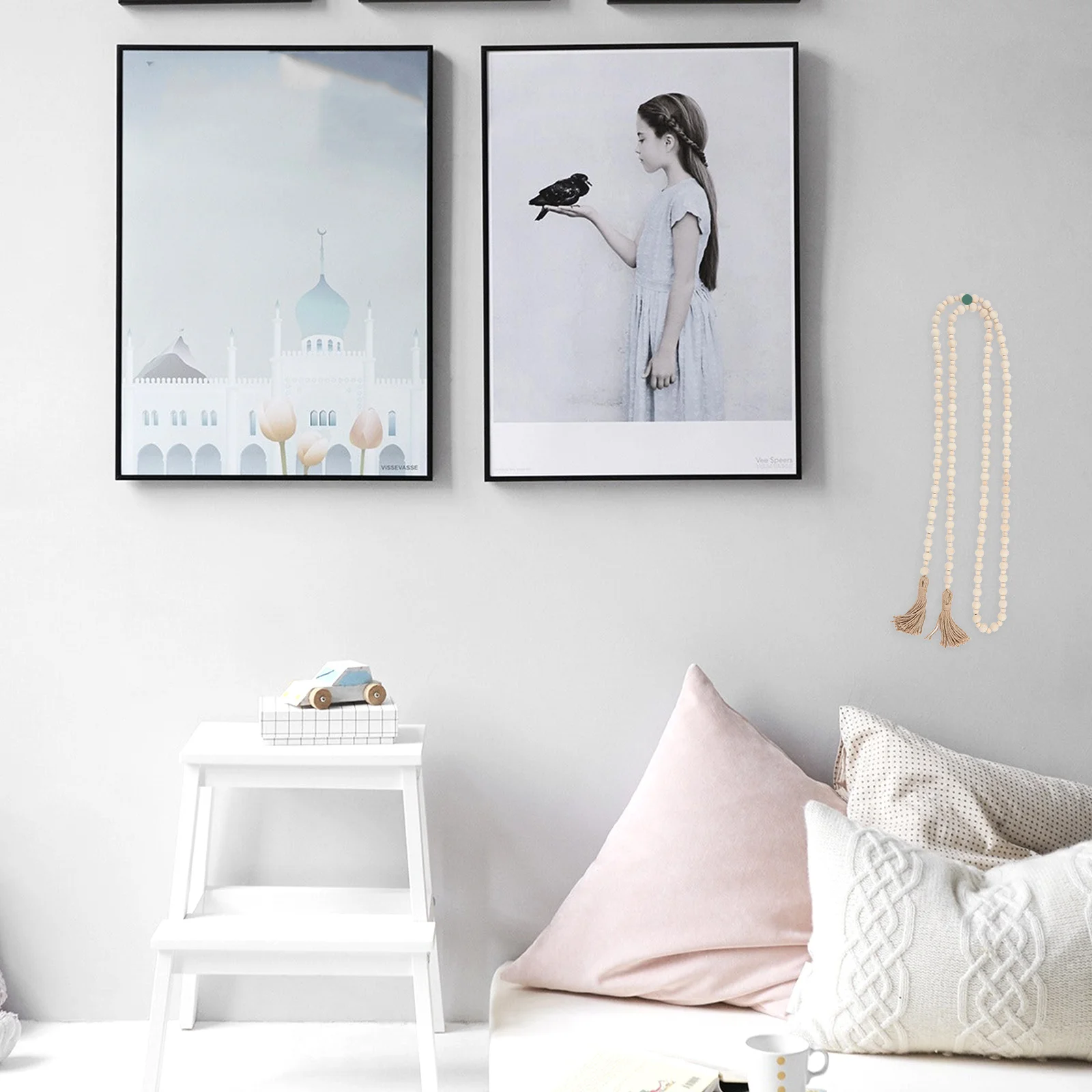 

1Pcs Wooden Bead Garland Nordic Style Wall Decor Tassel Ornament Kids Room Hanging Decoration Wooden Bead Garland