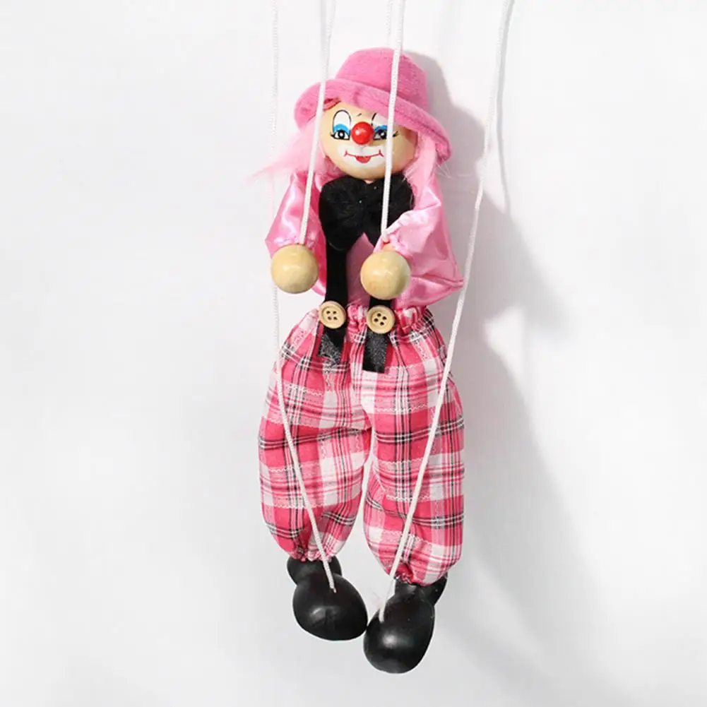 Wooden Puppet Toy Pirate Marionette Clown Puppet Toy for Kids Wooden Pull Rope Doll for Boys Girls Birthday Christmas Gifts