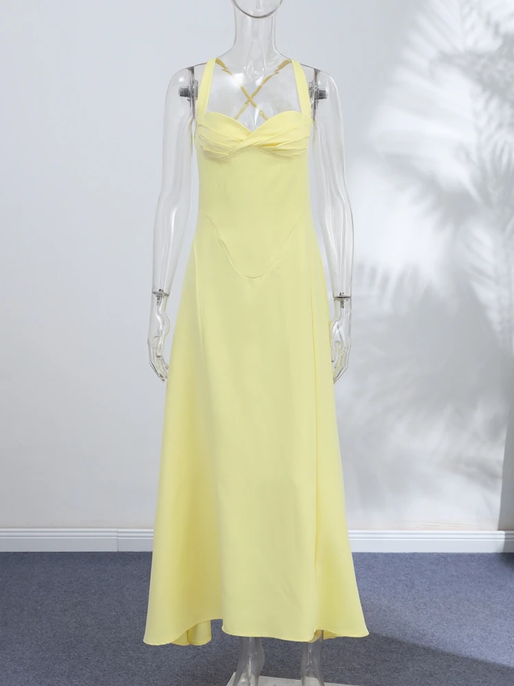 Tailliertes Rückenfreies A-Linien-Slip-Kleid für Damen, Sexy Trägerloses Ärmelloses Kleid mit Weitem Rock, Schlankes Party- und Abendkleid, Neue Vestidos – Detail 5