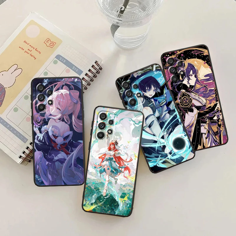 

G-Genshin I-Impact Artl Cute For Samsung Note 20 10 Ultra Plus A31 A14 A12 A70 A34 A25 A04 A05 A15 A24 5G Black TPU Phone Case