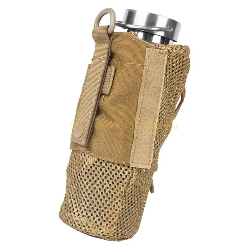 31BE Outdoor Kettle Bag Tactically Water Bottles Pouches Nylon Mesh Waist Bag Adjustable Drawstrings Water Bottles Holder