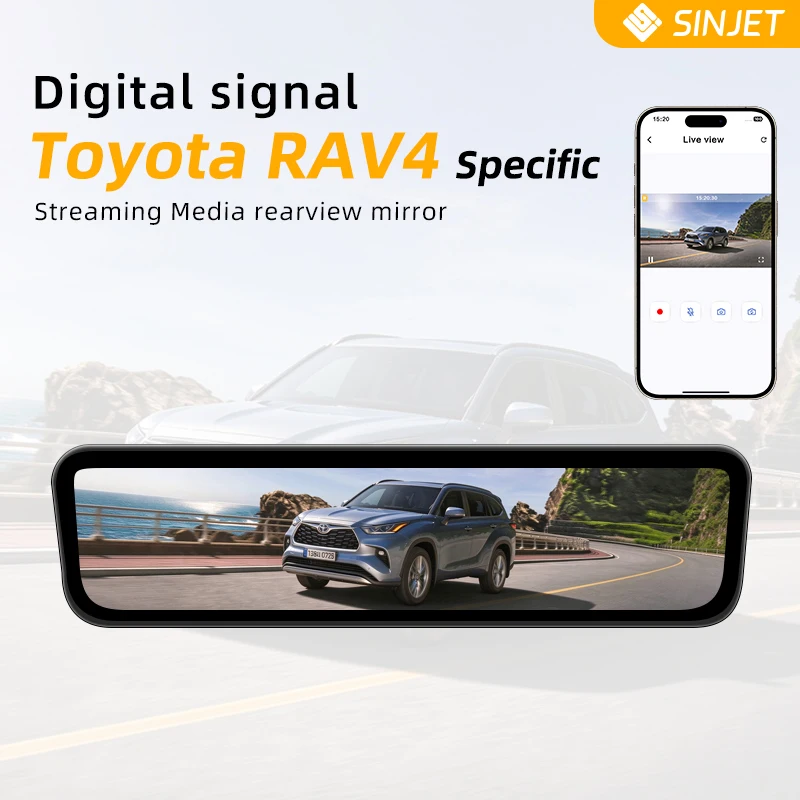 SINJET For Toyota RAV4 Night Vision High Definition Camera Dash Cam 9.2Inch Touch Screen Car Electronics Digital Rearview Mirror