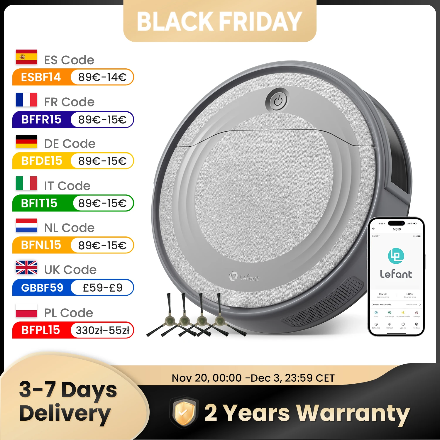 강력한 흡입력의 로봇 진공 청소기 이미지