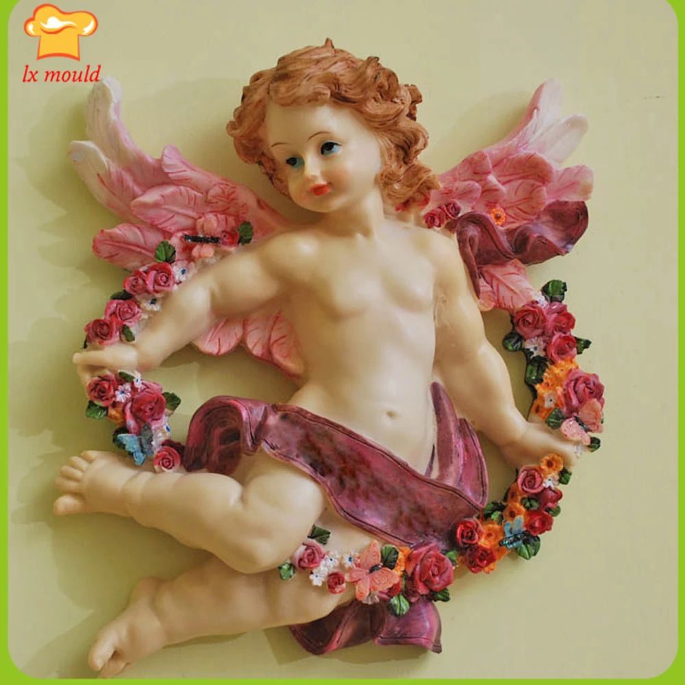 ANGEL ORNAMENT SILICONE MOULD CLAY RESIN Plaster Candles Soap MOLDS Winter Angel Wreath Silicone Mold