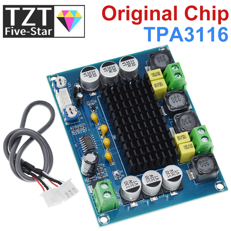 TZT DC 12V 24V 120W*2 TPA3116 D2 Dual Channel digital Power audio amplifier board good