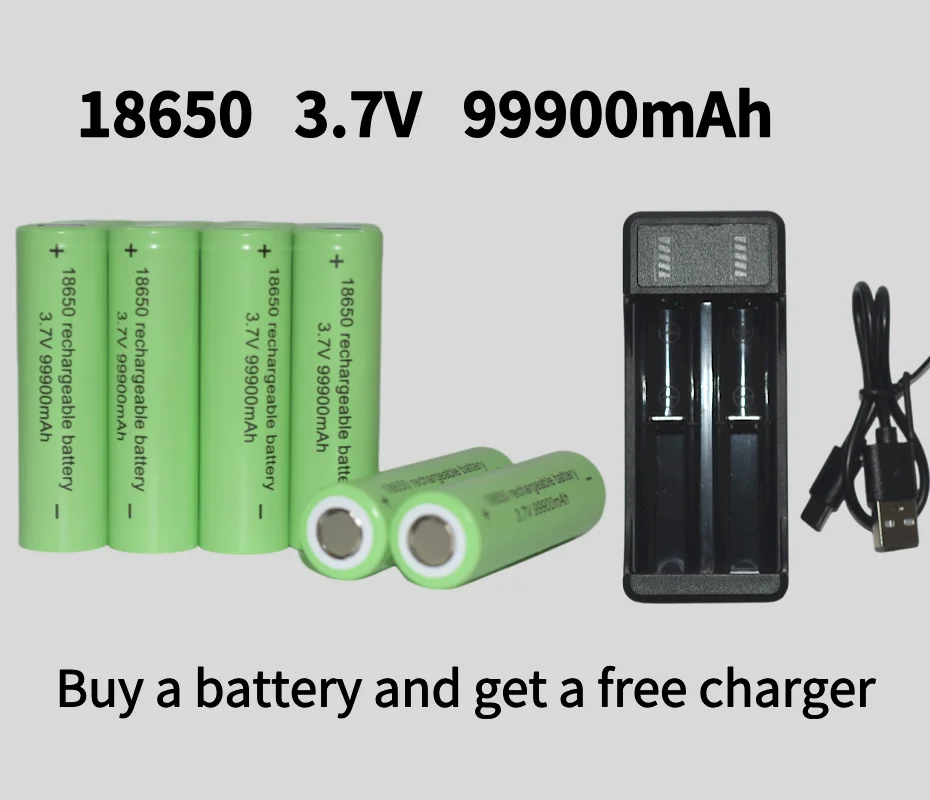 Bestselling100% original 18650 battery high-capacity 99900Mah 3.7V +charger,lithium-ion rechargeable battery for toy flashlights