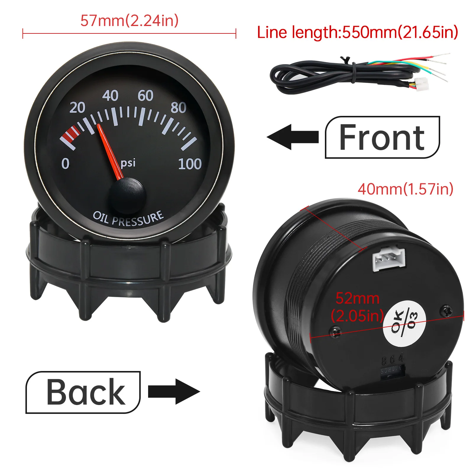AD 52mm Manometro Boost Temperatura acqua Pressione temperatura olio Manometri Turbo Voltmetro Rapporto aria combustibile EGT Misuratore auto
