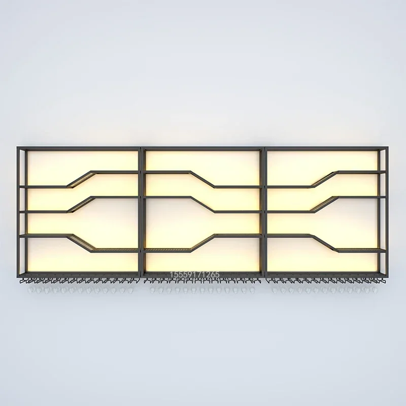 High-end restaurant wandgemonteerde wijnkast wijnkelder club cocktail display wijnrek klein modern