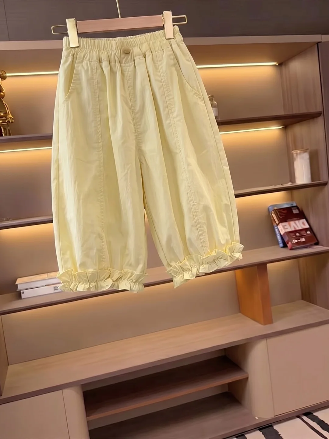 Girls Ruffle Sweatpants Summer New Style Loose Cuffed Pants Baby Girls Loose Mosquito Proof Pants High Waist Straight Leg Pants