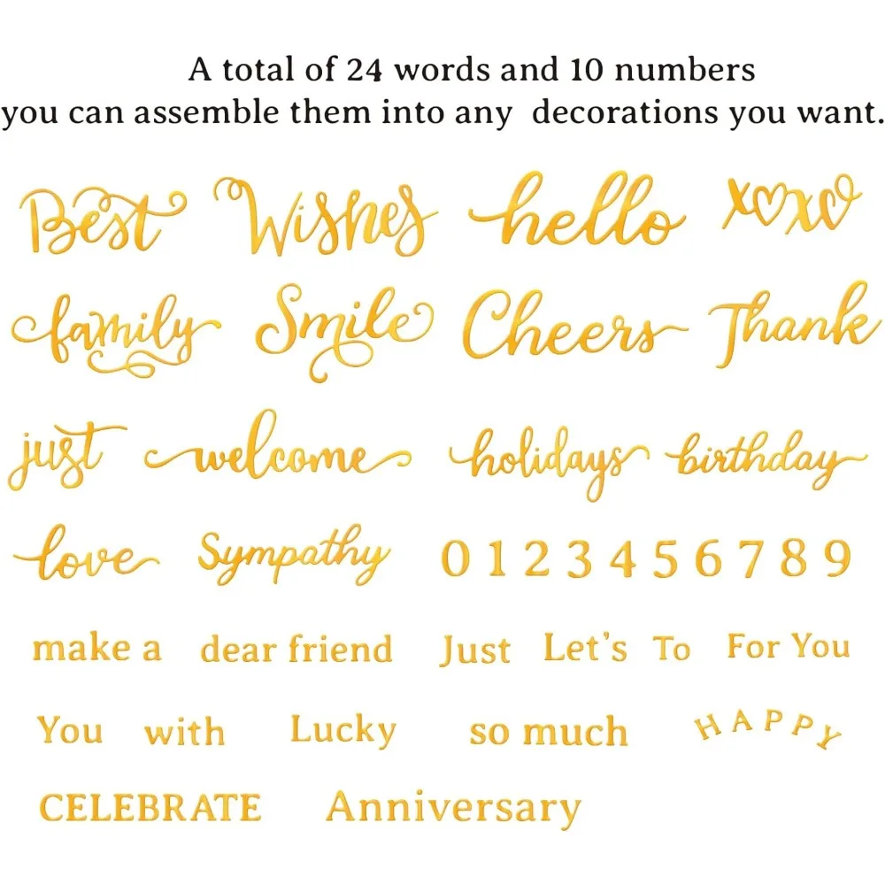 34Pcs Grateful Blessed Words Hot Foil Plate for DIY Foil Paper Holiday Embossing Word DIY Foil Embossing for Scrapbooking Decor