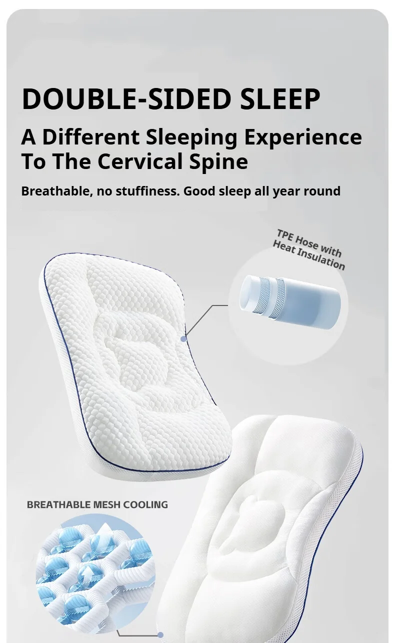 AIBEDILA 2-seitiges Babykissen, atmungsaktiv, bequem, Nacken- und Wirbelsäulenstütze, Kleinkindkissen, fünfZonen-Design, Kinder-Schlafkissen – Detail 4