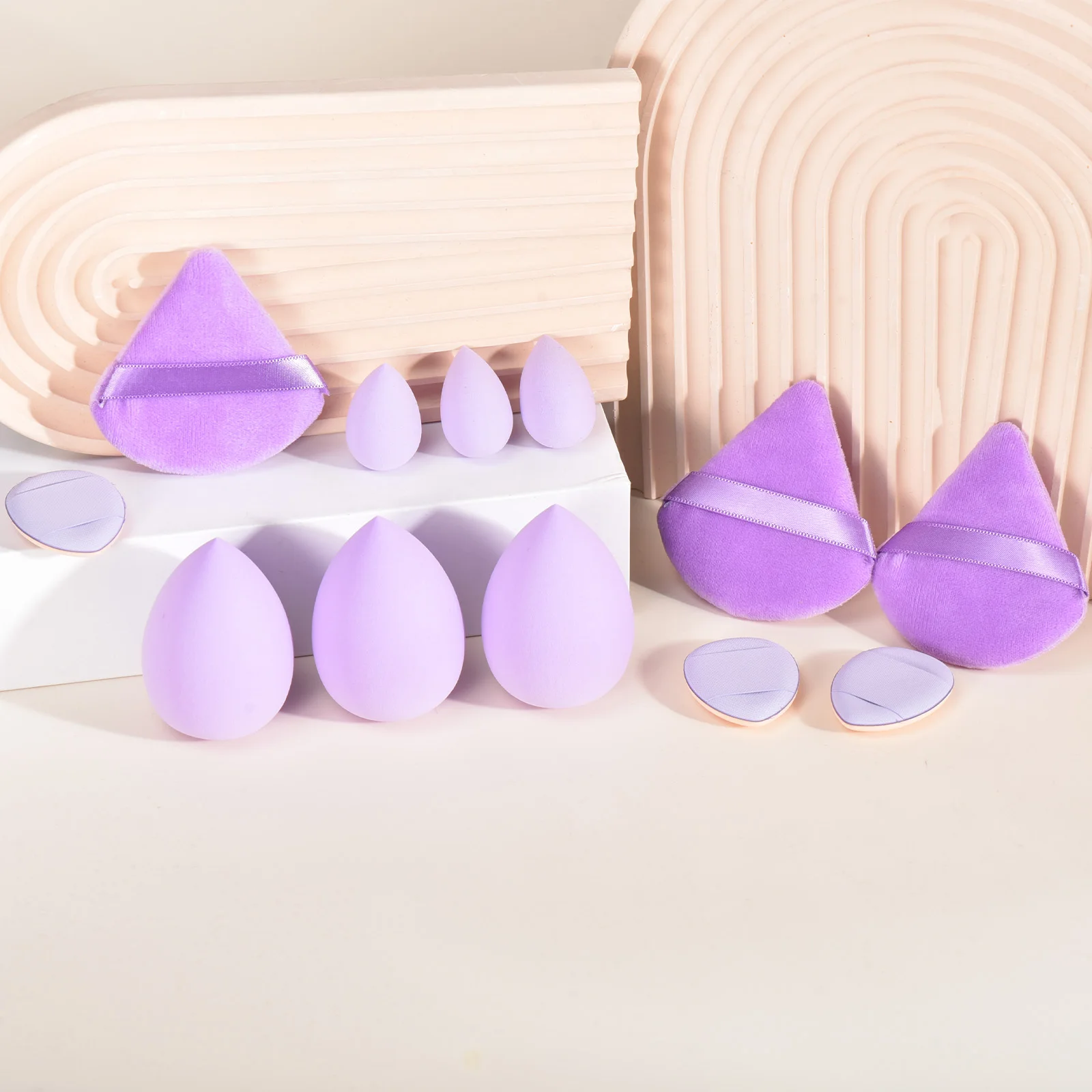 12 Beauty Ei Make-Up Spons Driehoek Poeder Puff Vinger Poeder Puff Set - Premium Make-Up Mixer