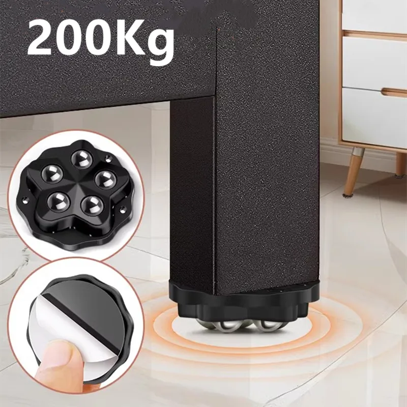 4 Stück selbstklebende Lenkrollen, super tragend, 5 Perlen, Universal 360 °   Rotierende Räder für Aufbewahrungsboxen für Haushaltsgeräte