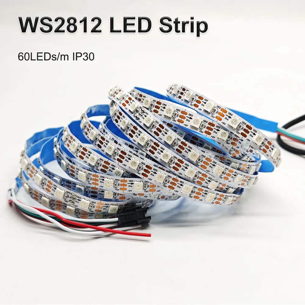 

DC5V WS2812 Luces Led Strip Light 3Pin 60 Pixels/M 10MM Width PCB Individually Addressable Smart SMD 5050 RGBIC Black White IP30