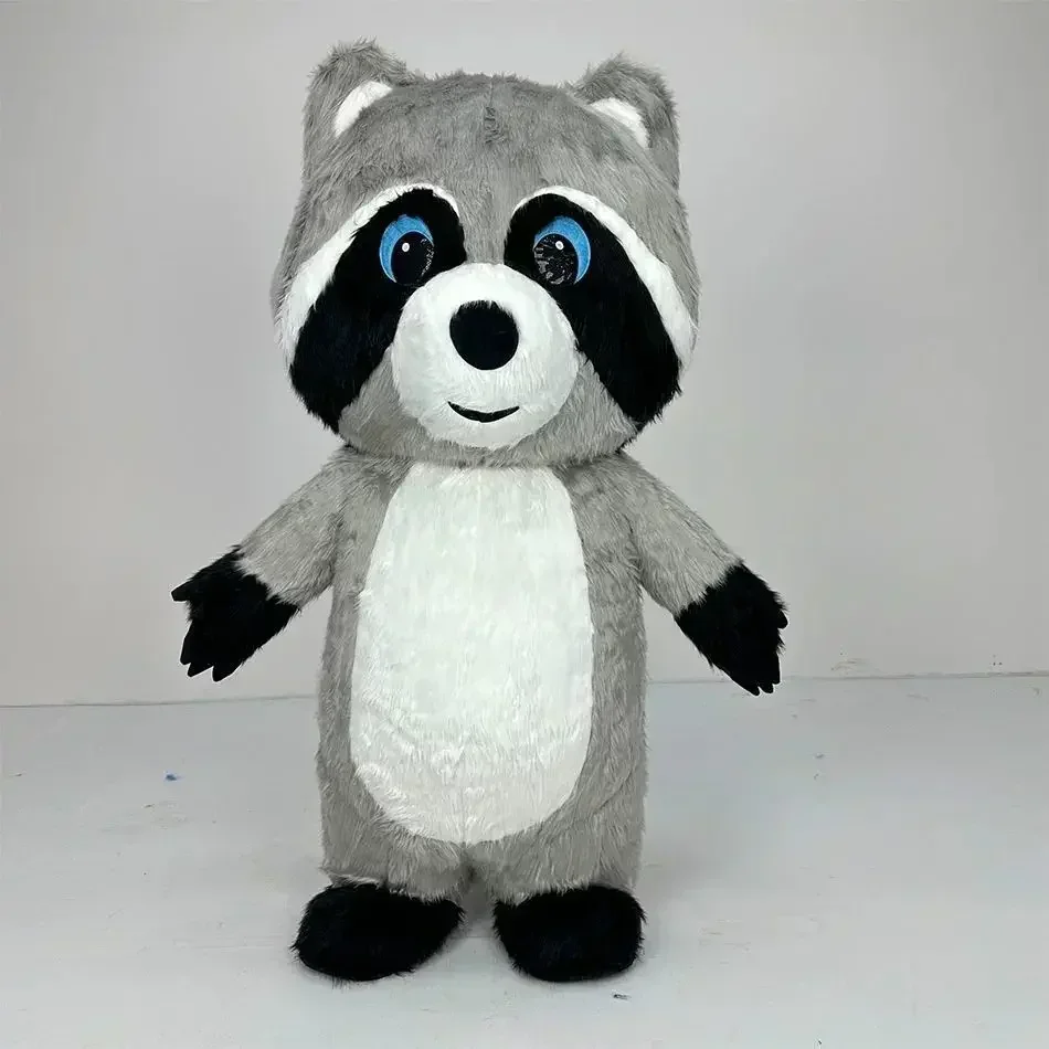 Grey Plush Inflatable Raccoon Mascot Costume Halloween Xmas Funny Party Role Play Street Walking Performance Doll Outfits