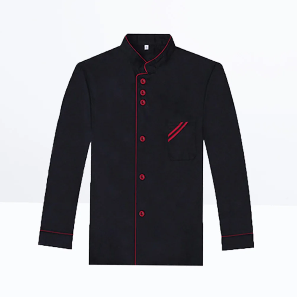 

Chef Work Clothes Black Long Sleeve Kitchen Shirt Professional Restaurant Uniform Oil Proof Easy Wash Chef Coat