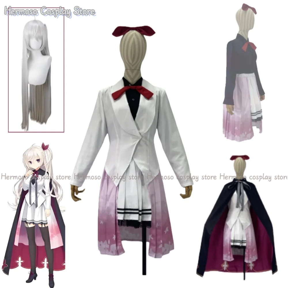 

Anime Cafe Stella To Shinigami No Chou Akizuki Kanna Cosplay Costume Wig Woman Girls Elegant Dress for Party Event Con