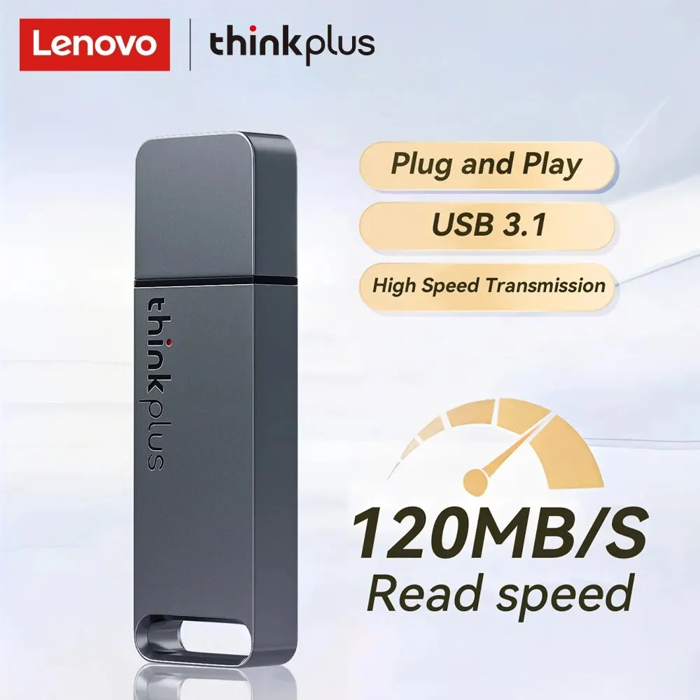 Lenovo TU100 USB Flash Drive 3.1 32GB 64GB 128GB Pen Drive, USB Stick 256GB High-Speed Flash Drive Waterproof Memory USB Stick