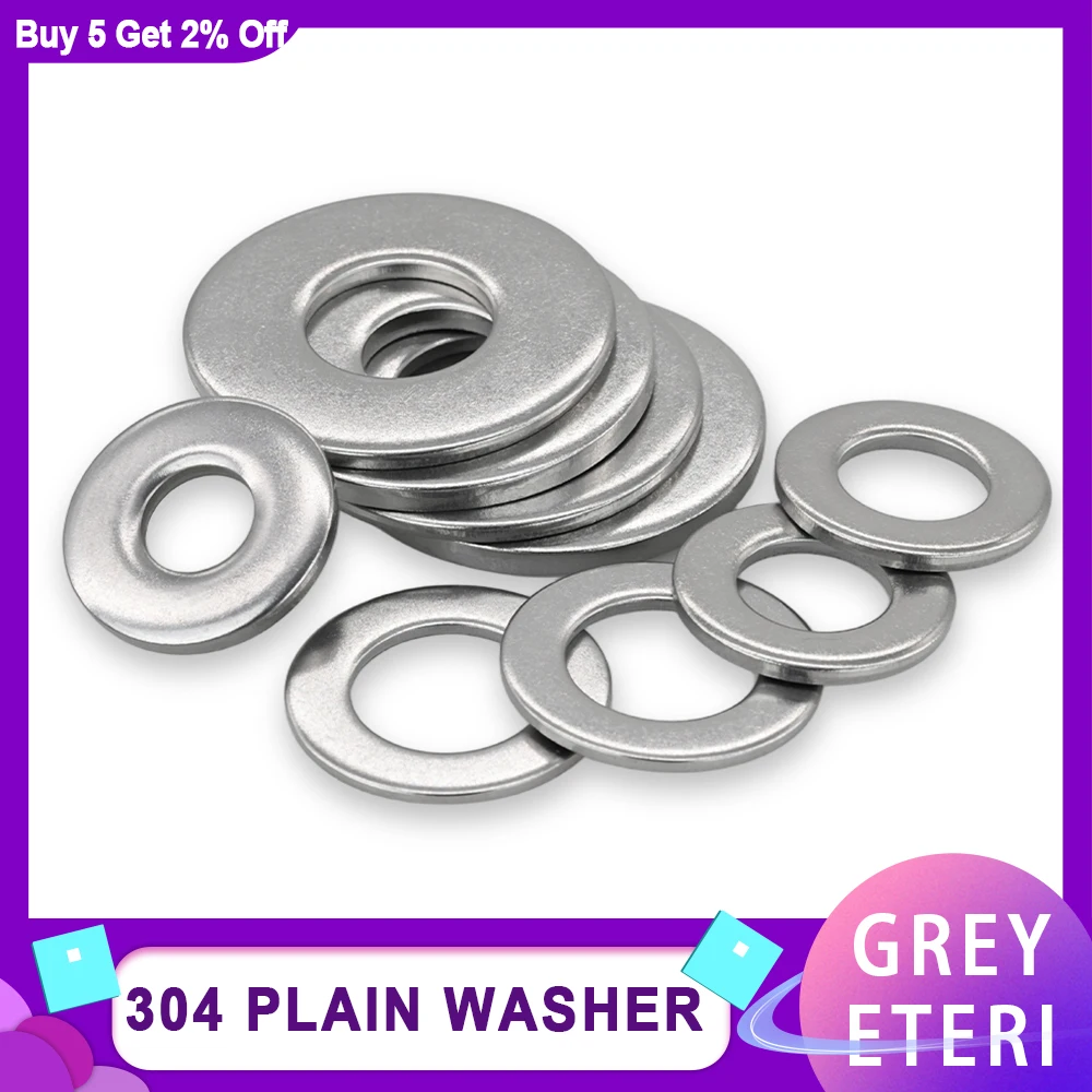 M1.6-M42 304 Stainless Steel Large Size Oversize Big Wider Flat Washer Plain Gasket Metal Meson Adjusting Shim Washers Spacer