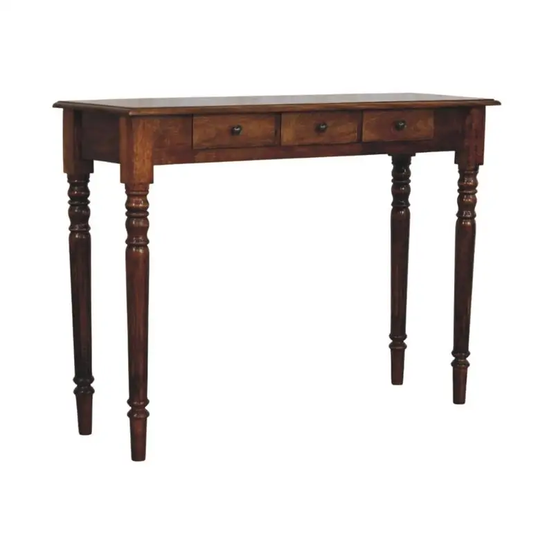 Chestnut 3-Drawer Console Table with Turned Legs
