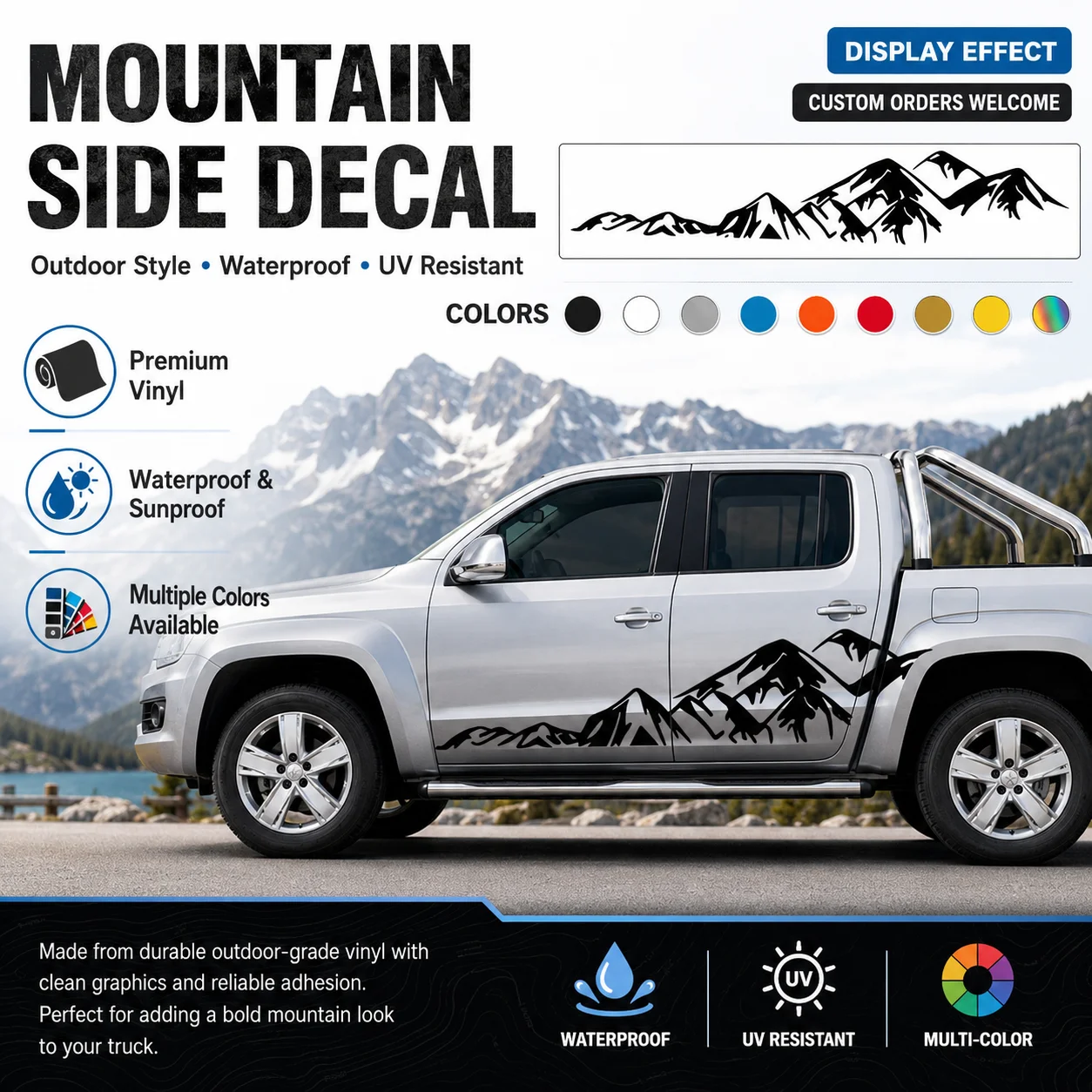 Mountain Pattern Side Skirt Car Decal Multi Size Personalized Styling Sticker