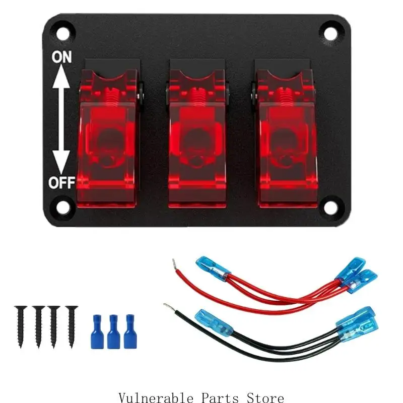 3 In 1 Toggle Rocker Panel Switches with LED Light Waterproof for Automotive Marine & Industrial Applications