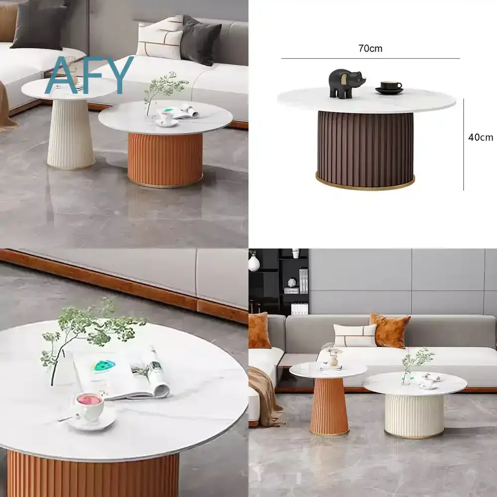 for Simple White Beauty Coffee Tables for Modern Living Room Small Space Home Decor Marble Effect Elegant Minimalist Design