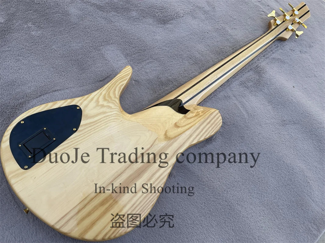 5 String Natural Electric Bass Fode Bass Maple Neck Through Body Brul Maple Top  Abalone Shell Inlay Active passive line