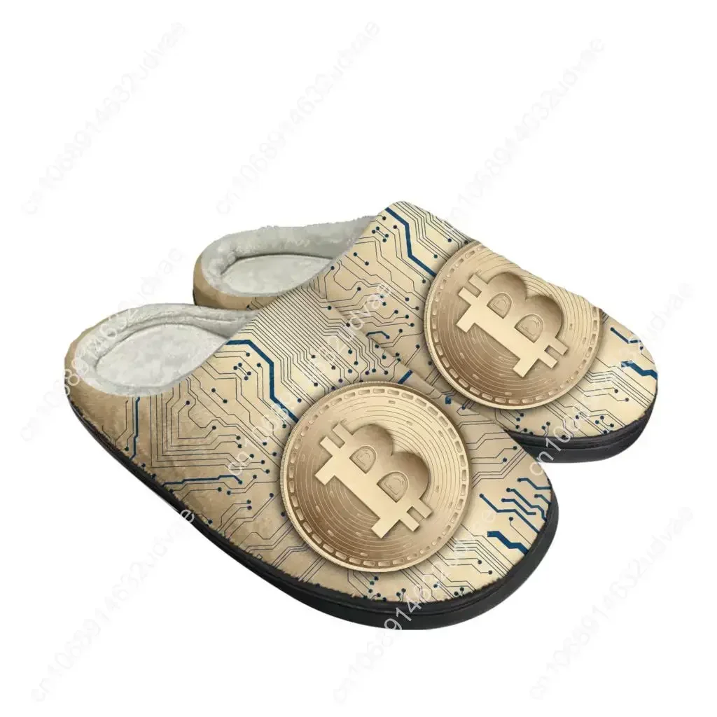 Bitcoin Cryptocurrency Miner BTC Home Cotton Custom Slippers Sandals Plush Casual Keep Warm Shoes Mens Womens Thermal Slipper