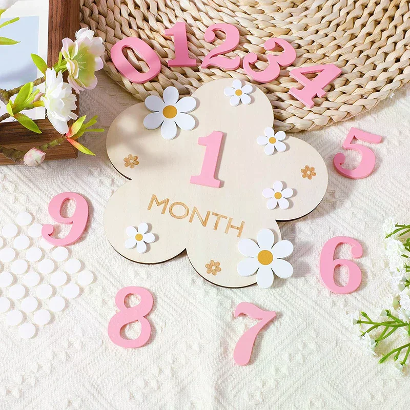 Newborn Flower Photography Accessories Newborn Photography Props Baby Accessories Milestone Wooden Sticker Shooting Props Gifts