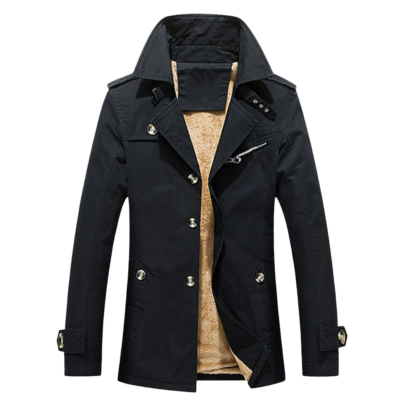 Men's Casual Jacket Work Jacket Trench Coat Plus Fleece Autumn And Winter Men's Wear Patch Jacket Men Fuzzy Sweaters Mens