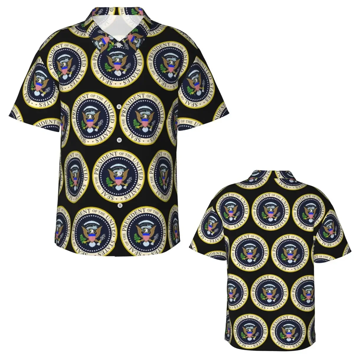 Seal Of The President Of The United States Hawaiian Shirts Fashion Men Short Sleeve Shirt for Summer Beach Men's Button Tops