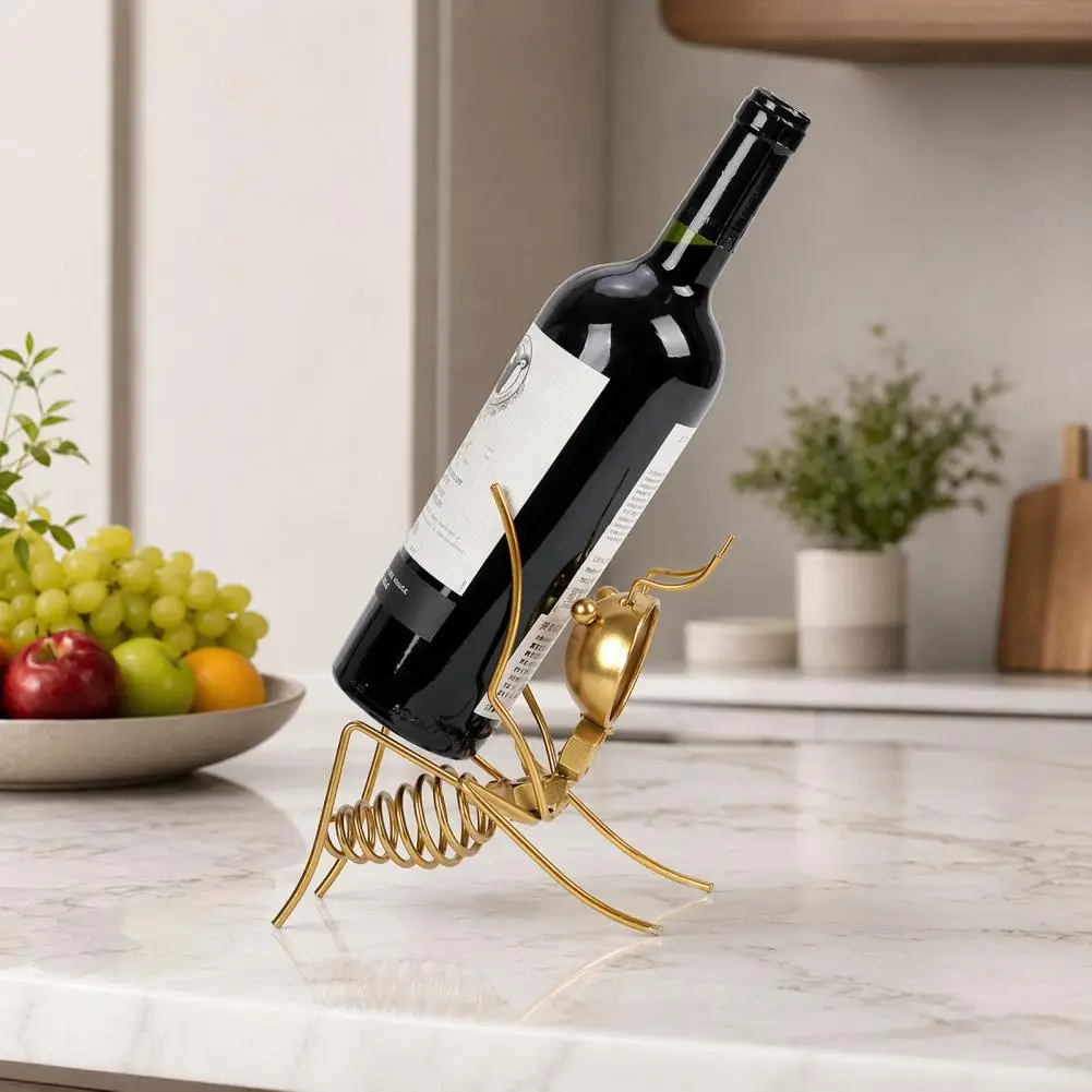 Solid Metal Wine Stand Unique Wine Bottle Holder Metal Ant Wine Rack Bottle Holder Retro Art Stand for Home Kitchen Bar Decor