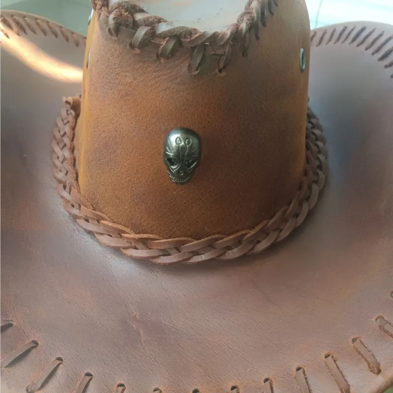 Men's leather wide-brimmed sunshade and women's outdoor hiking cap